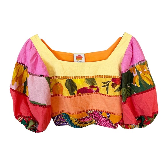 FARM Rio Multicolor Patchwork Crop Top - Picture 2 of 13